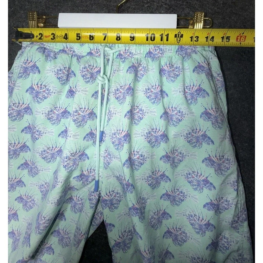 Peter Millar Seaside Collection Swim Trunks Men's M Lionfish Print Mint Green